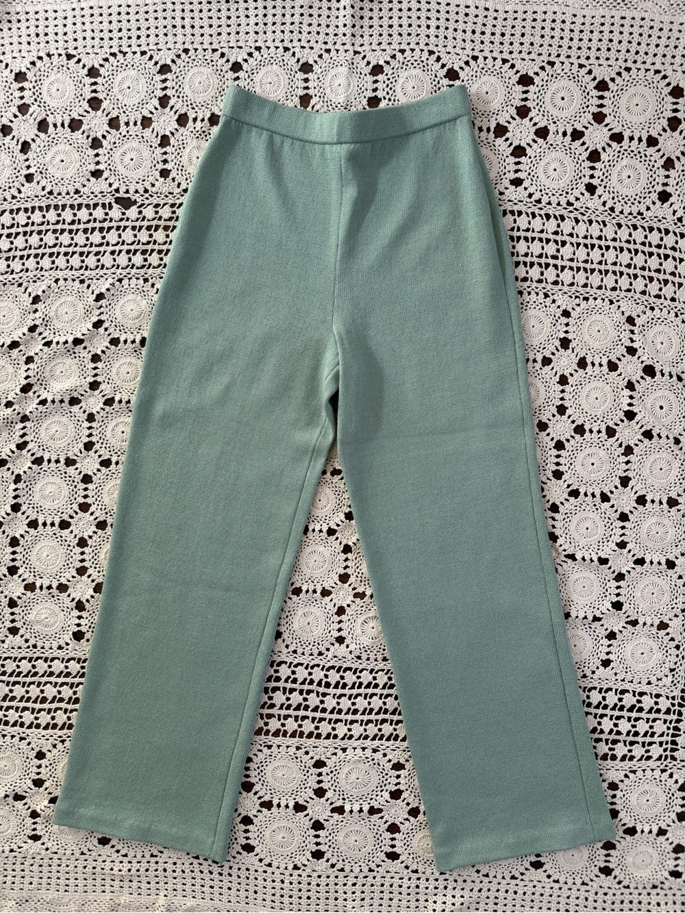 Vintage St. John Collection Knit Pull-On Wide Leg Pants Size 4 Sage Green